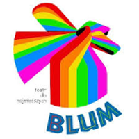 Colourful stripes which form a bow with the name of the theatre studio at the bottom of page