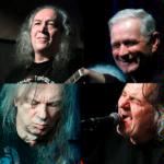 Picture divided into 4 parts: four faces - the members of the band