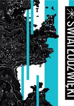 Festival poster - abstract picture in black, blue and white colours.