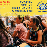 Event poster with information about it and a photo of children, who are sitting and looking aside.