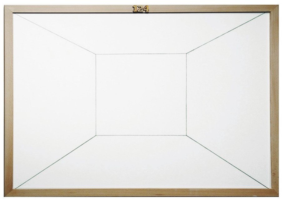 Obrazek przedstawia pusty, biały pokój, nad którym znajduje się liczba 124.