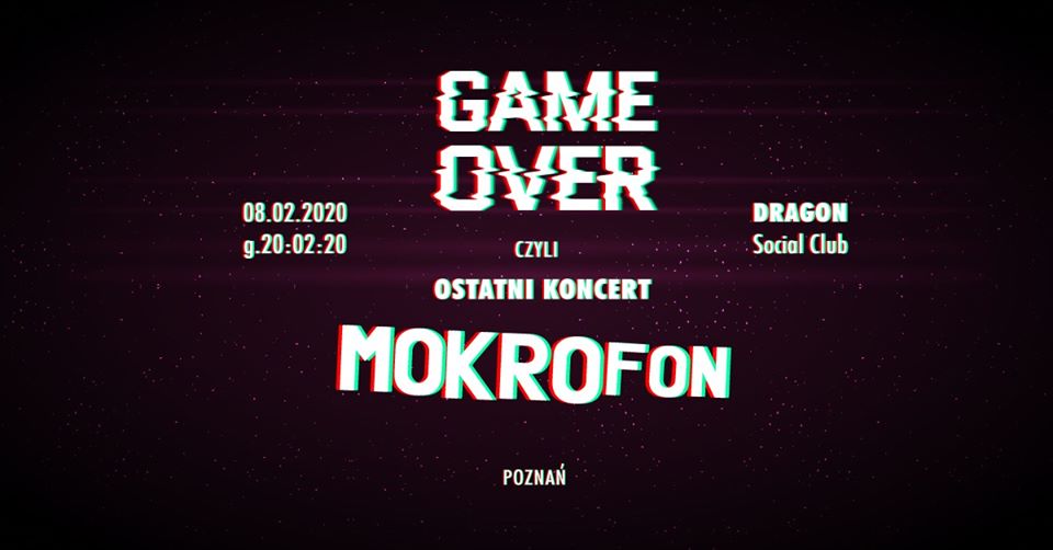 Baner wydarzenia: Napisy. Lekko zniekształcony napis; Game over.