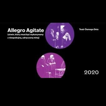 Na czarnym tle widać nałożone, w okręgach, dwa zdjęcia aktorów w trakcie spektaklu.