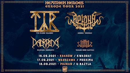 Na ciemnoniebieskim tle złote loga zespołów oraz nazwa trasy koncertowej. Dane w opisie wydarzenia i tytule.