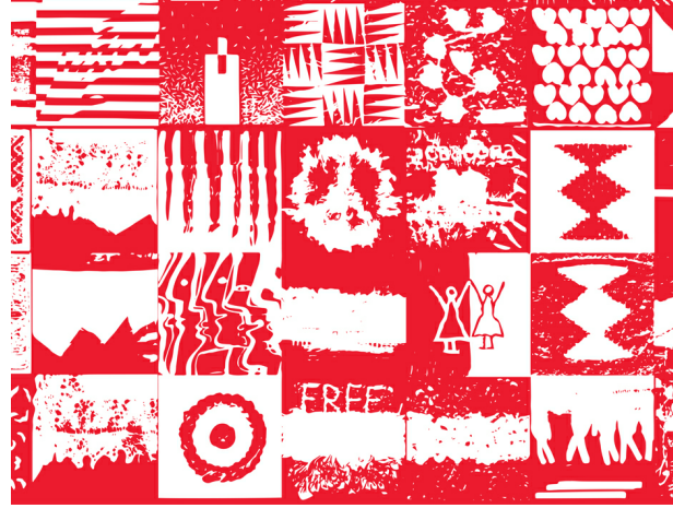 Baner w biało czerwonych barwach, różnych form.