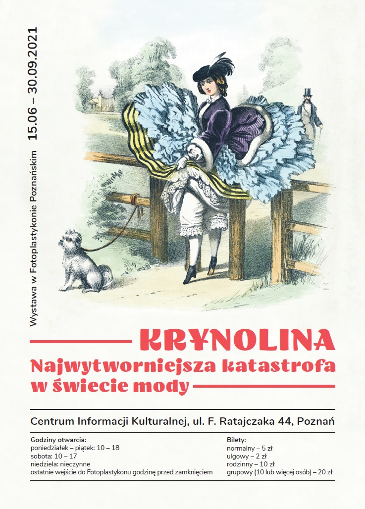 Na banerze obraz osoby w krynolinie.