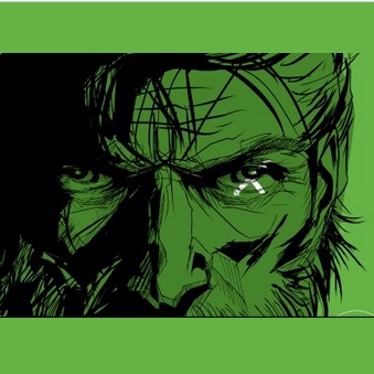 Na zielonym lte czarna twarz mężczyzny.