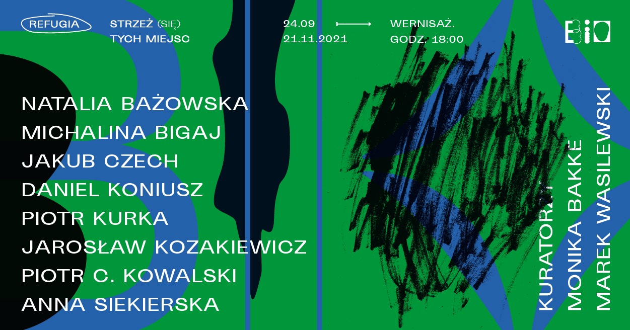 Fragment jednej z prac i informacje o wystawie.