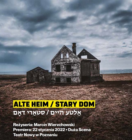 Plakat na którym znajduje się samotny stary dom.