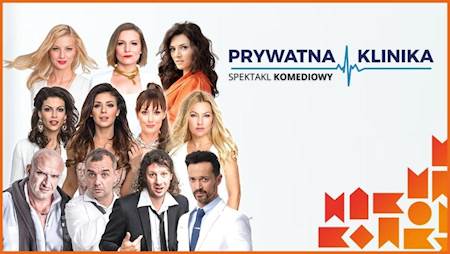 Zdjęcia aktorów występujących w spektaklu i nazwa wydarzenia.