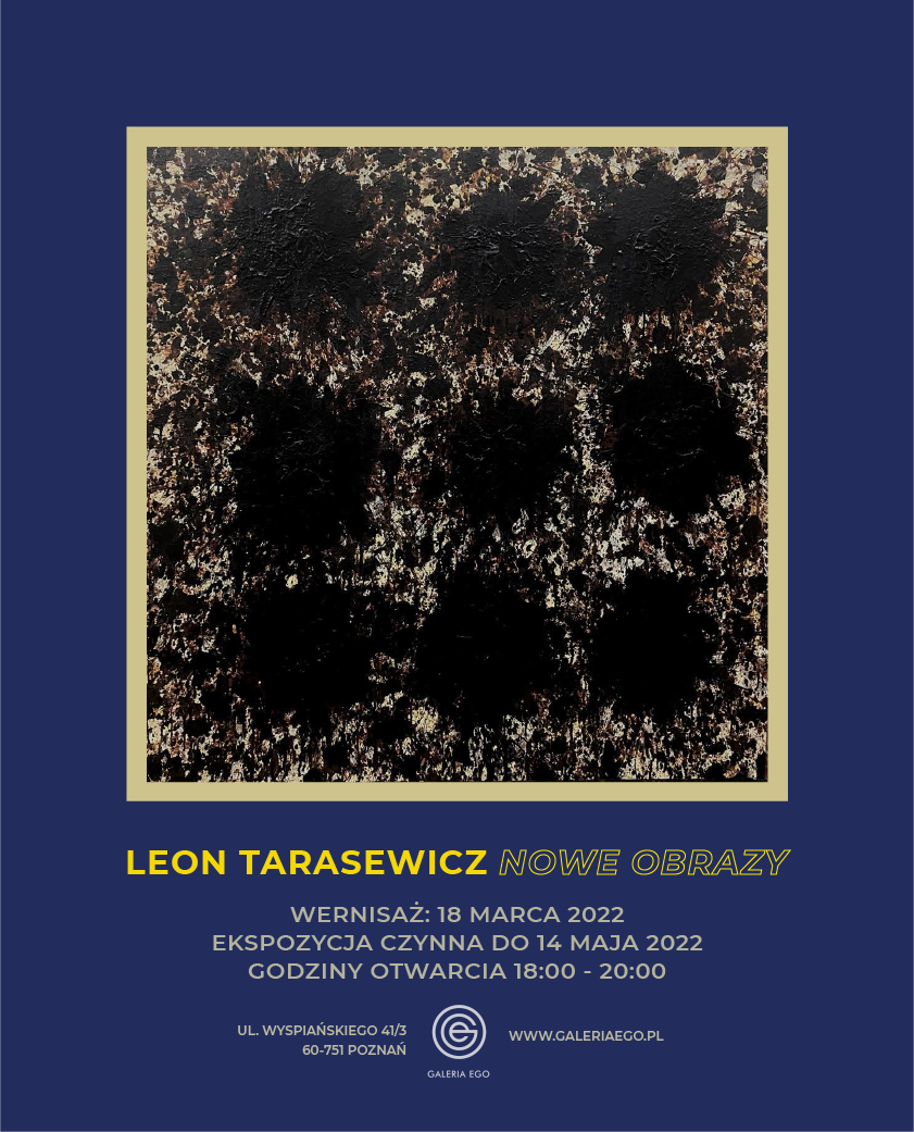 Baner prezentuje jedną z prac artysty i informacje o nazwie i terminie wystawy.