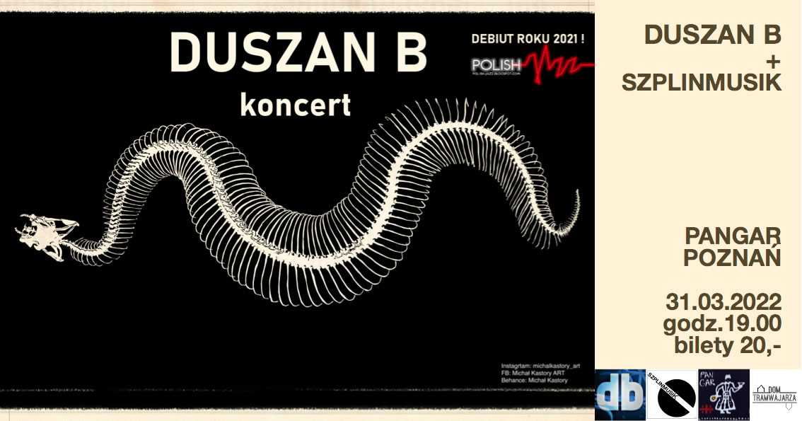 Baner z nazwą wydarzenia. Na czarnym tle widać szkielet kręgowca.