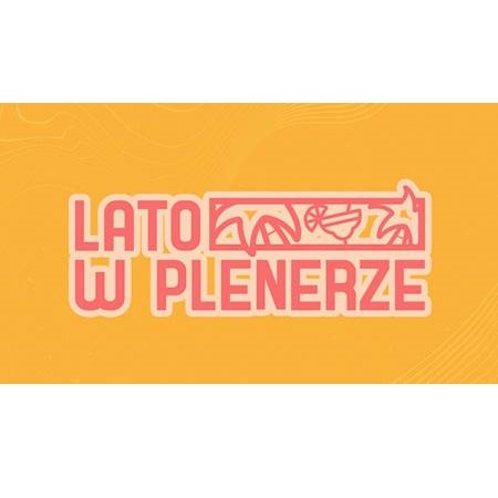 Żółty baner z nazwą cyklu "lato w plenerze".