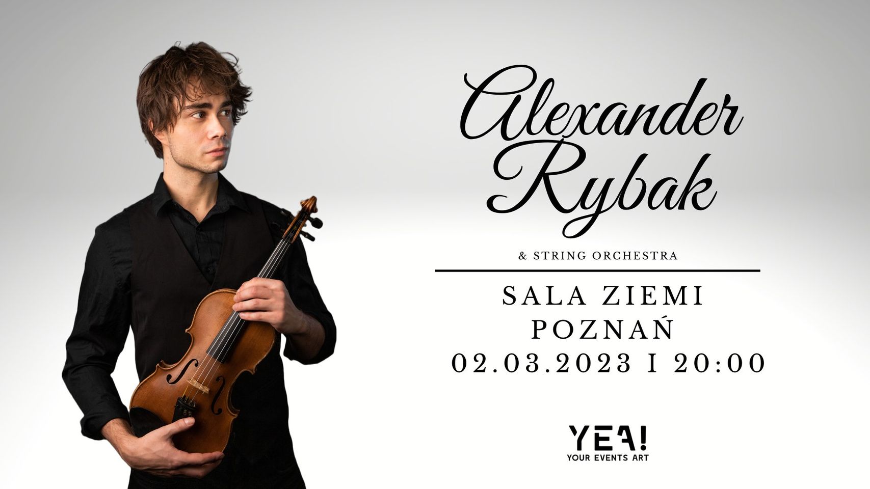 Zdjęcie artysty i nazwa wydarzenia.