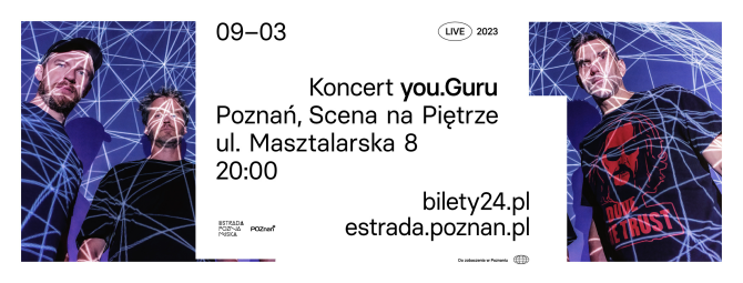 Baner promujący wydarzenie. Nazwa wydarzenia i zdjęcie artystów.