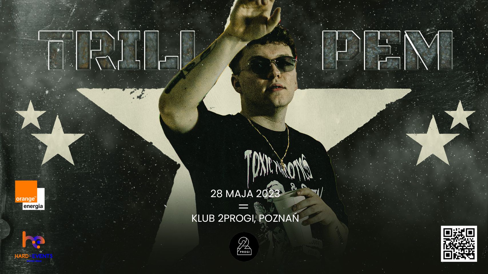 Baner promujący wydarzenie. Nazwa wydarzenia i zdjęcie artysty.