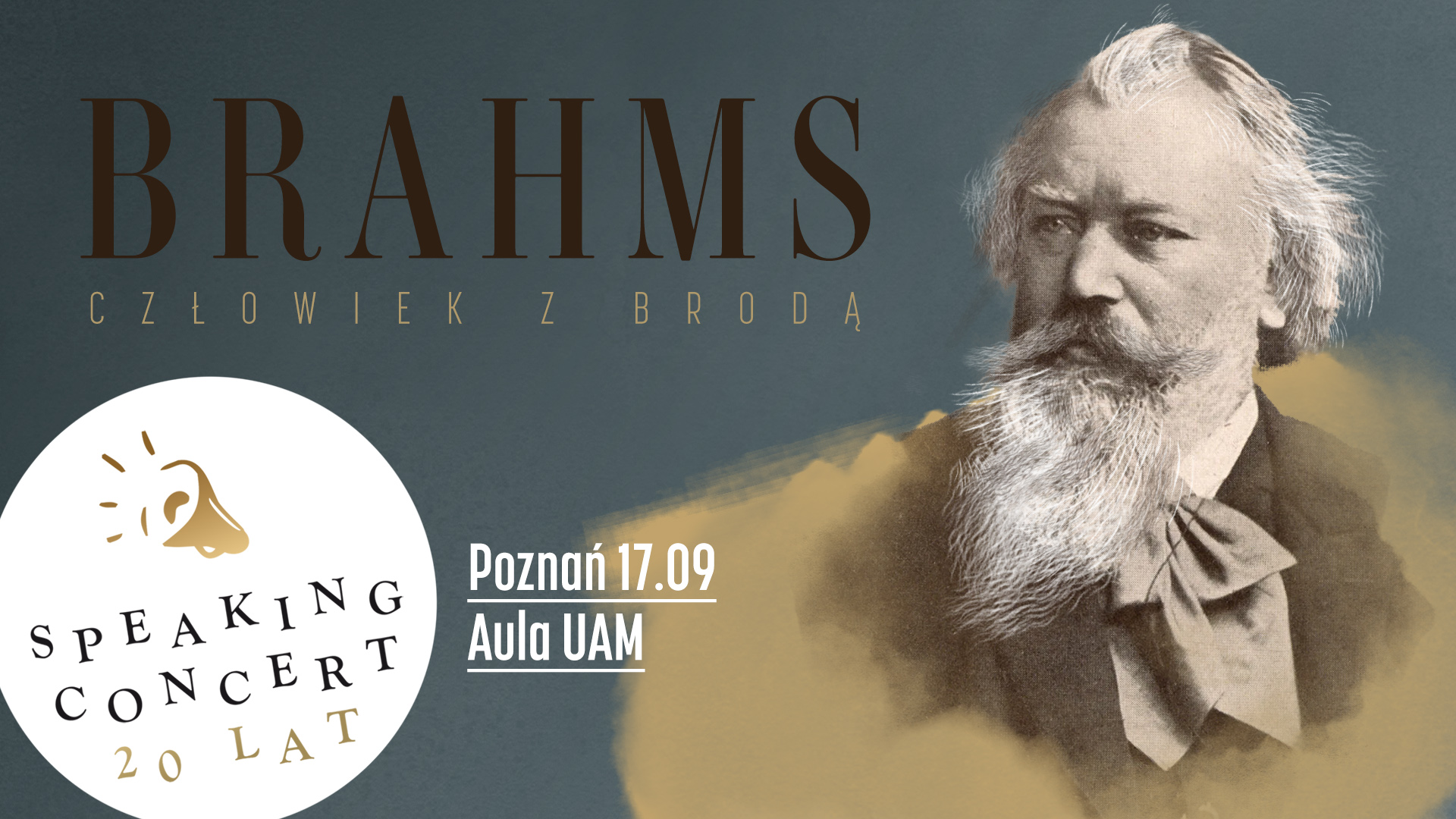 Baner promujący wydarzenie. Nazwa wydarzenia i zdjęcie artysty.