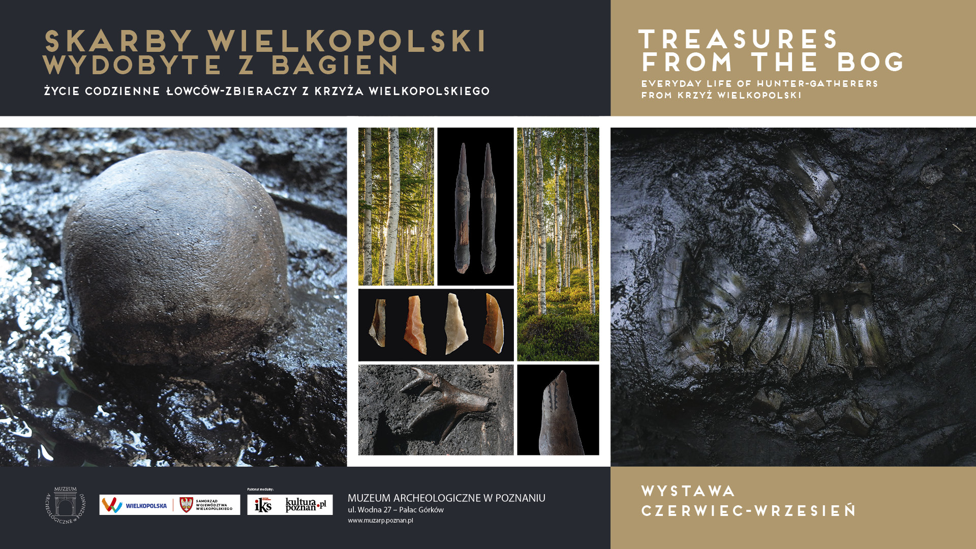 Baner promujący wydarzenie. Nazwa wydarzenia i data oraz zdjęcia artefaktów.