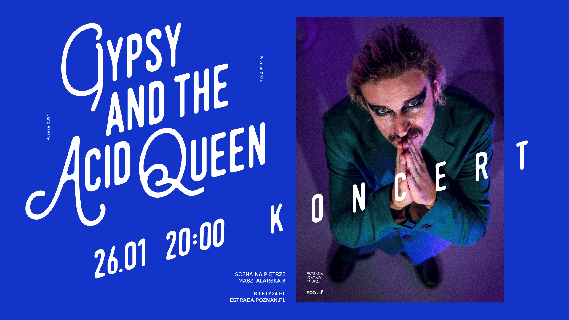 Baner promujący wydarzenie. Nazwa wydarzenia i zdjęcie artysty.