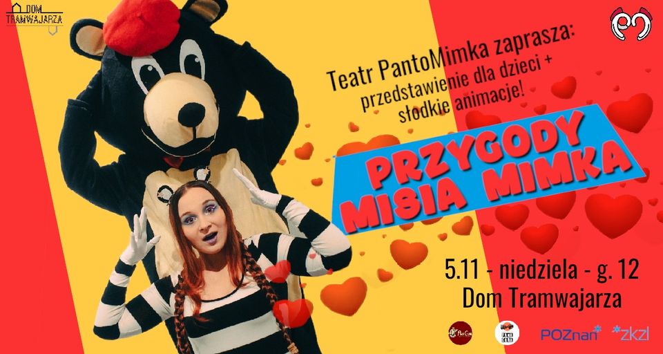 Baner promujący wydarzenie. Nazwa wydarzenia i zdjęcie artystki i dużego czarnego misia.. (foto: Sebastian Wengrzik)