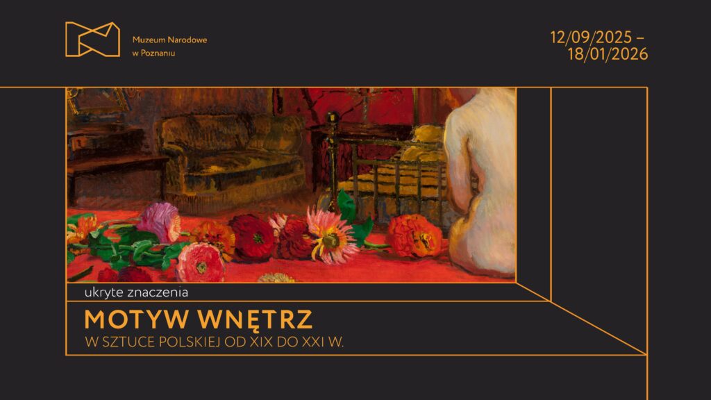 Baner promujący wydarzenie. Nazwa wydarzenia i data. W tle jeden z obrazów z wystawy. Identyfikacja wizualna wystawy Piotr Marzol