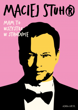 Baner promujący wydarzenie. Nazwa wydarzenia i rysunek twarzy artysty.