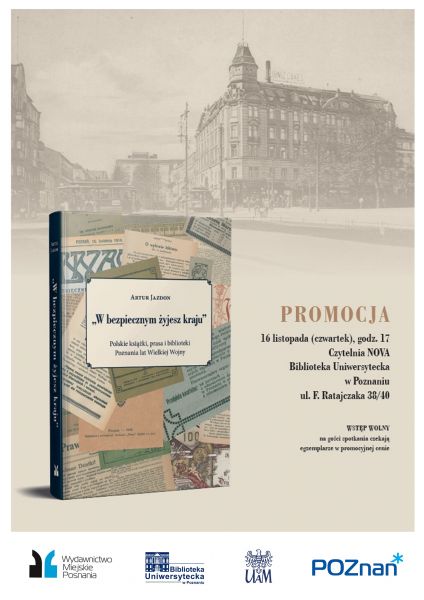 Baner promujący wydarzenie. Nazwa wydarzenia i data. Zdjęcie okładki książki.