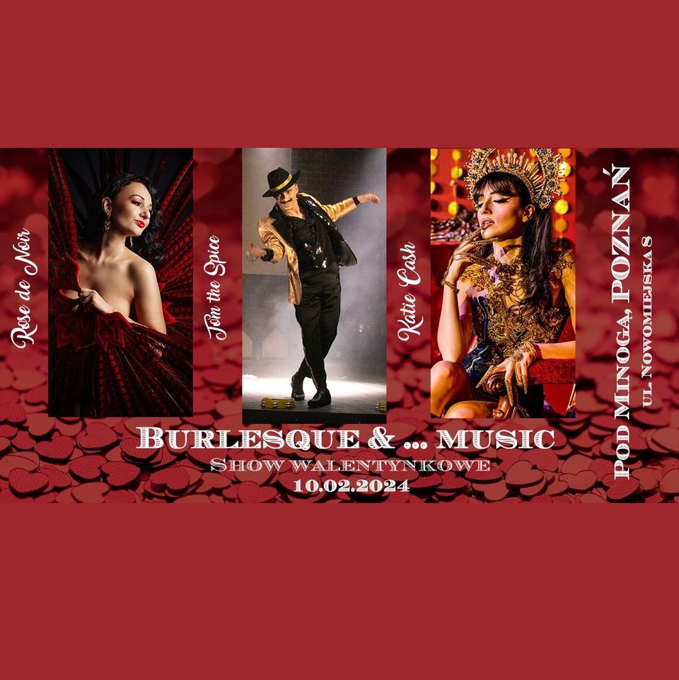 Zdjęcia artystów. W tle lażące czerwone serduszka. Nazwa wydarzenia, data i miejsca.