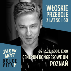 Baner promujący wydarzenie. Nazwa wydarzenia i zdjęcie artysty.