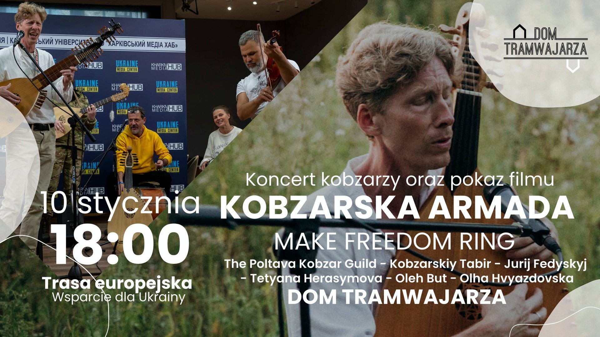 Baner promujący wydarzenie. Nazwa wydarzenia i zdjęcie artystów.