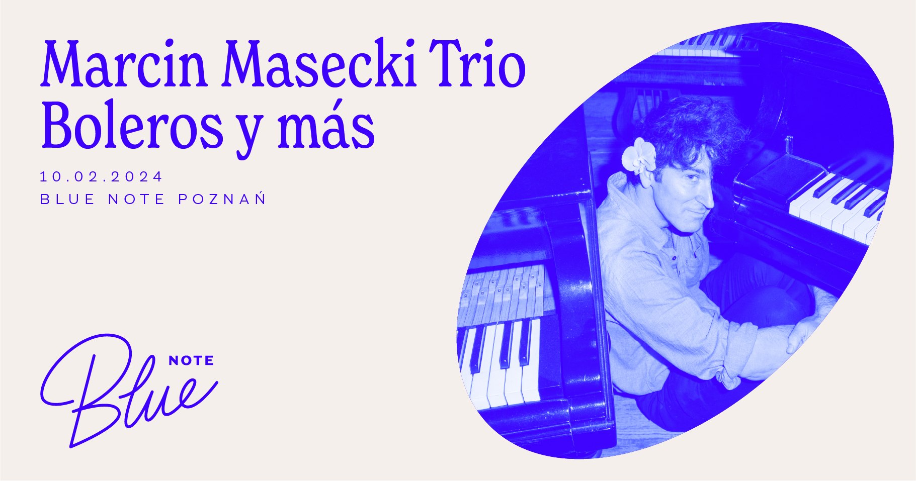 Baner promujący wydarzenie. Nazwa wydarzenia i zdjęcie artysty.