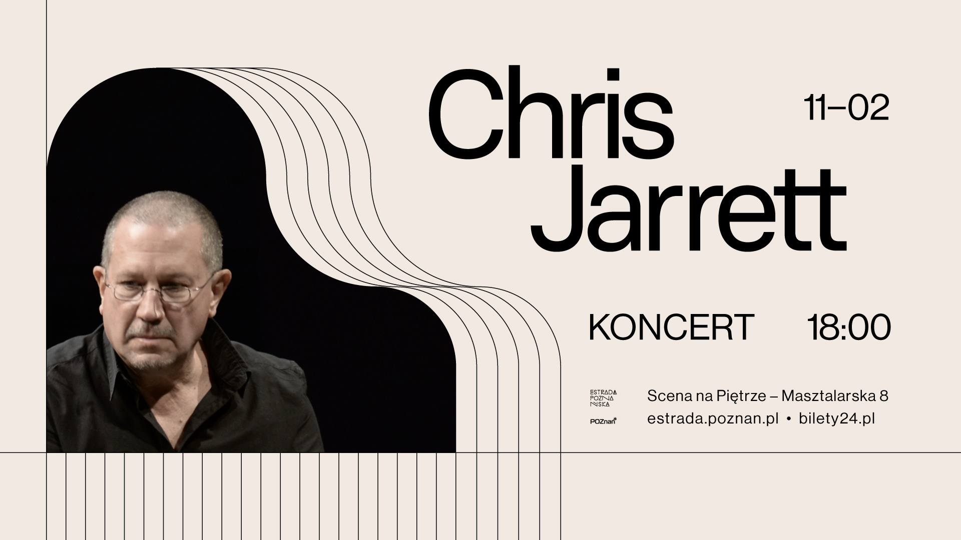 Baner promujący wydarzenie. Nazwa wydarzenia i zdjęcie artysty.