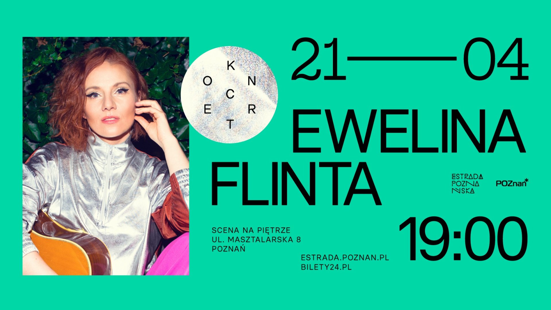 Baner promujący wydarzenie. Nazwa wydarzenia, data i zdjęcie Artystki.
