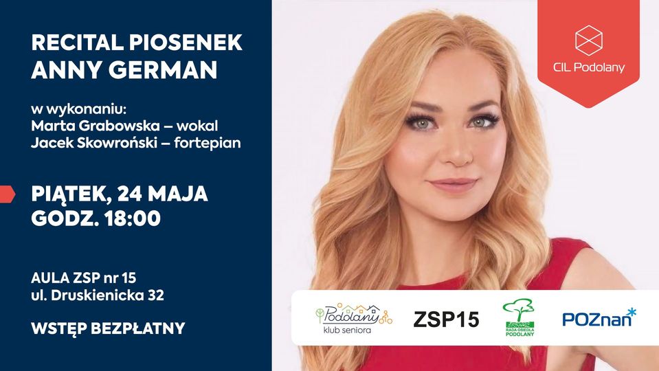 Baner promujący wydarzenie. Nazwa wydarzenia, data i zdjęcie Artystki.