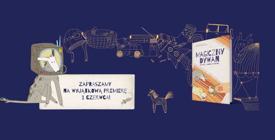 Baner promujący wydarzenie. Nazwa wydarzenia i okładka książki.