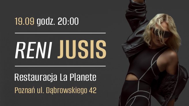 Baner promujący wydarzenie. Nazwa wydarzenia, data i zdjęcie Artystki.