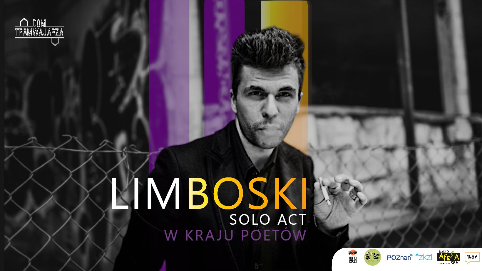 Baner promujący wydarzenie. Nazwa wydarzenia i zdjęcie artysty.