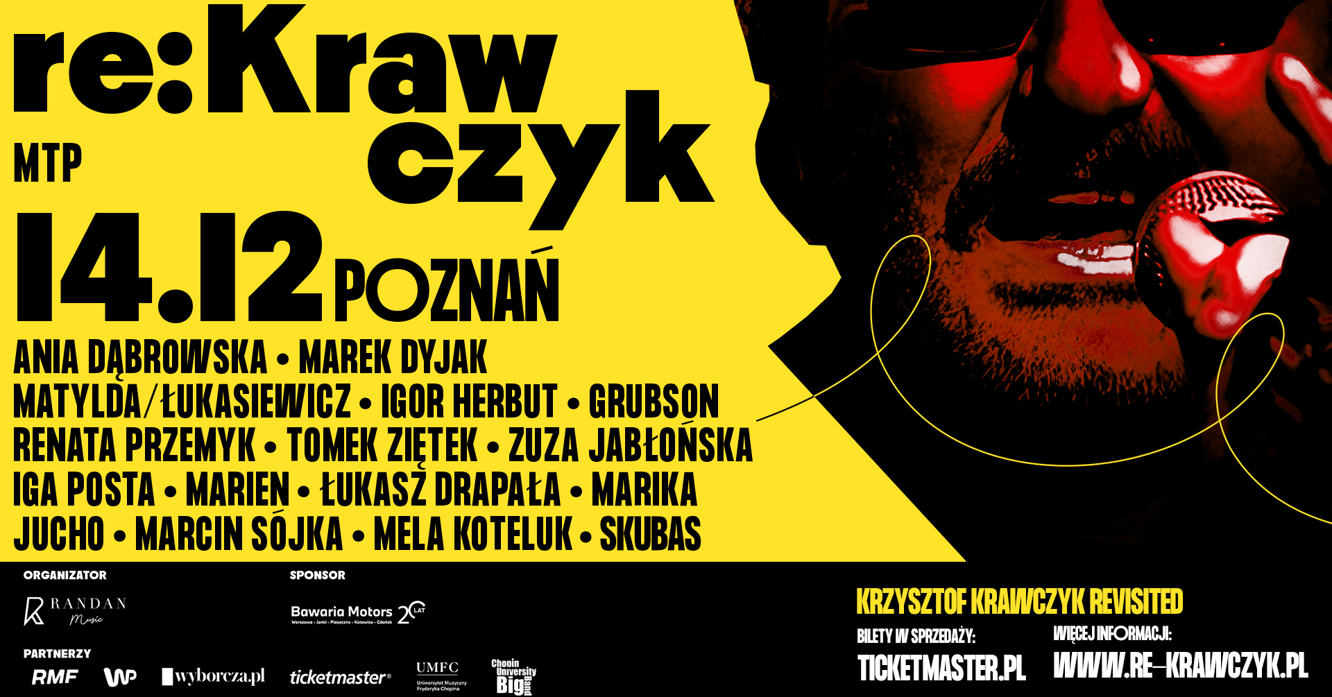 Baner promujący wydarzenie. Nazwa wydarzenia, data i zdjęcie Artysty.