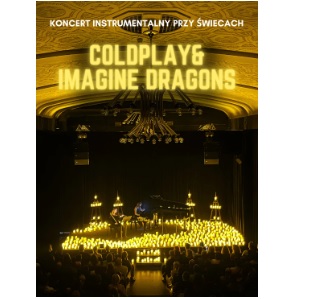 Baner promujący wydarzenie. Nazwa wydarzenia. W tle świece oraz kwartet muzyków na scenie.