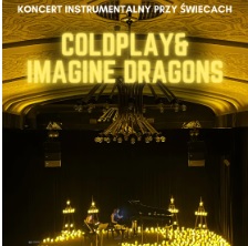 Baner promujący wydarzenie. Nazwa wydarzenia. W tle fortepian i świece.