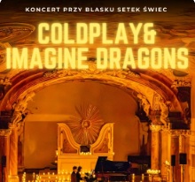 Baner promujący wydarzenie. Nazwa wydarzenia. W tle fortepian i świece.