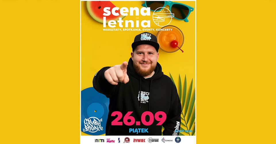 Baner promujący wydarzenie. Nazwa wydarzenia, data i zdjęcie Artysty.