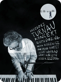 Baner z nazwą wydarzenia. Zdjęcie osoby artystycznej.