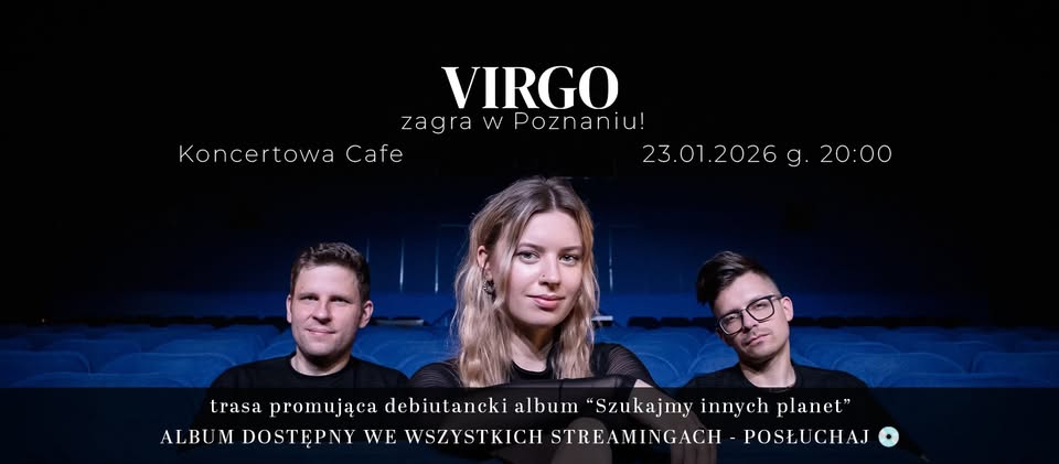 Baner promujący wydarzenie. Nazwa wydarzeania i zdjęcie osób artystycznych.