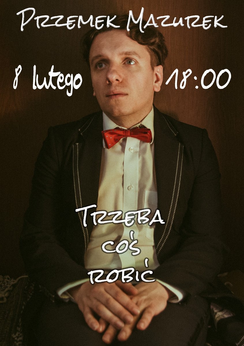 Baner promujący wydarzenie. Nazwa wydarzeania i zdjęcie osoby artystycznej.