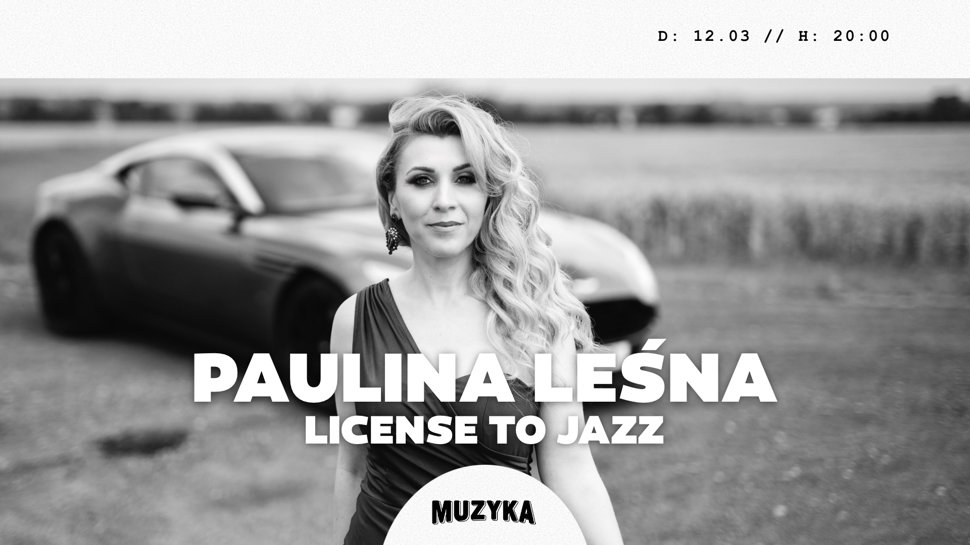 Baner promujący wydarzenie. Nazwa wydarzenia i zdjęcie osoby artystycznej.