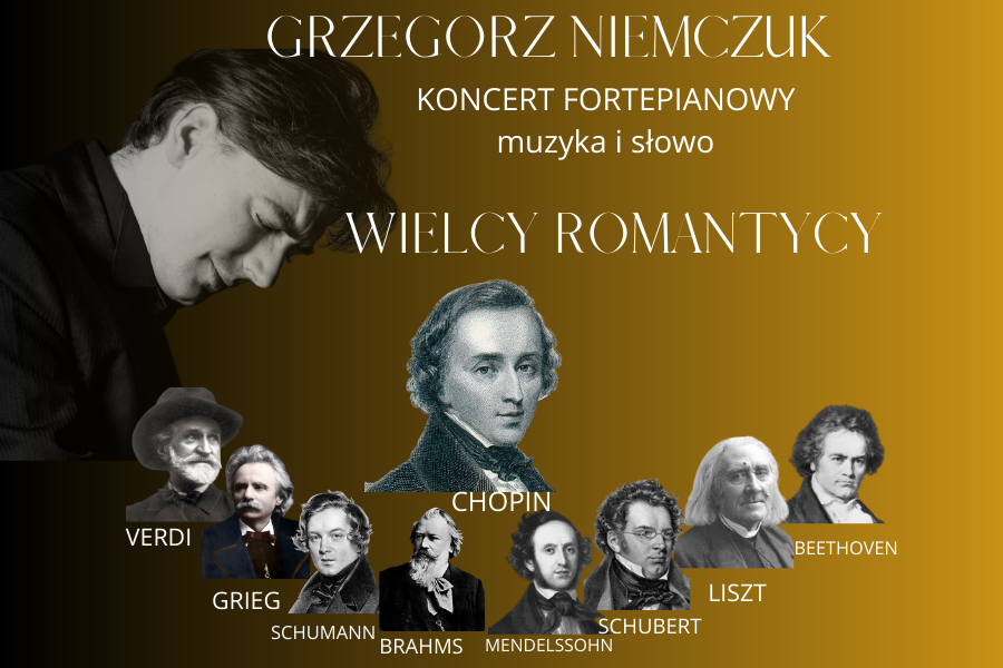 Baner promujący wydarzenie. Nazwa wydarzenia i zdjęcie osób artystycznych.