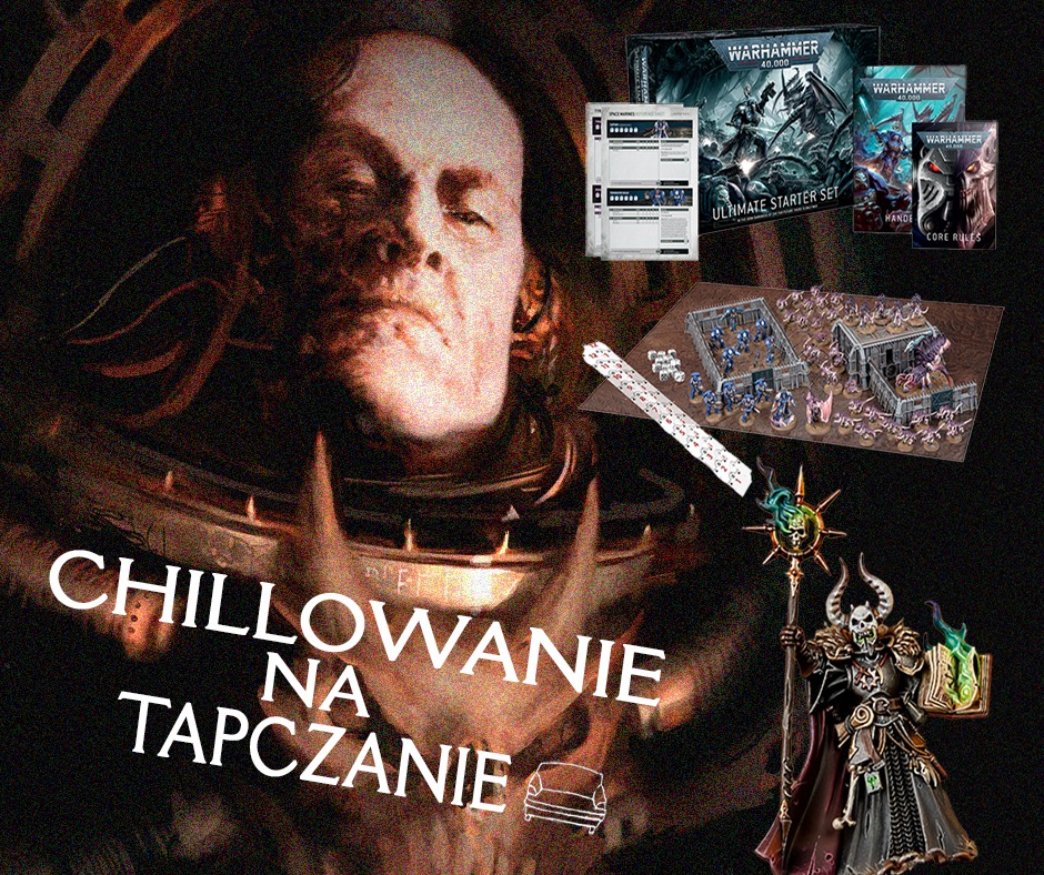 Fantastyczna postać komandosa w tle. Na grafice projekty gry planszowej.