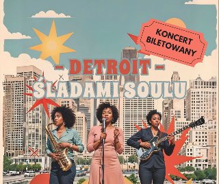 3 kobiety, w tle budynki, informacje o wydarzeniu.