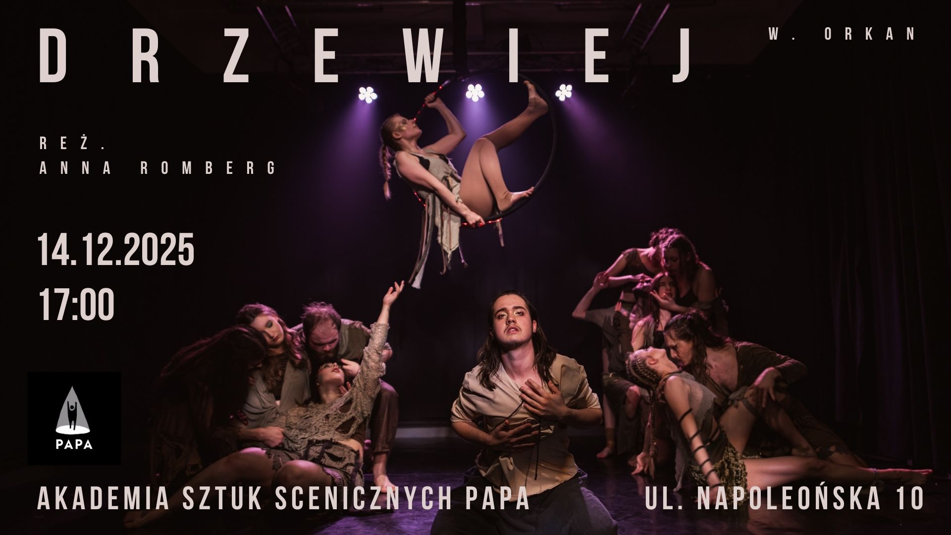 Plakat spektaklu Drzewiej.